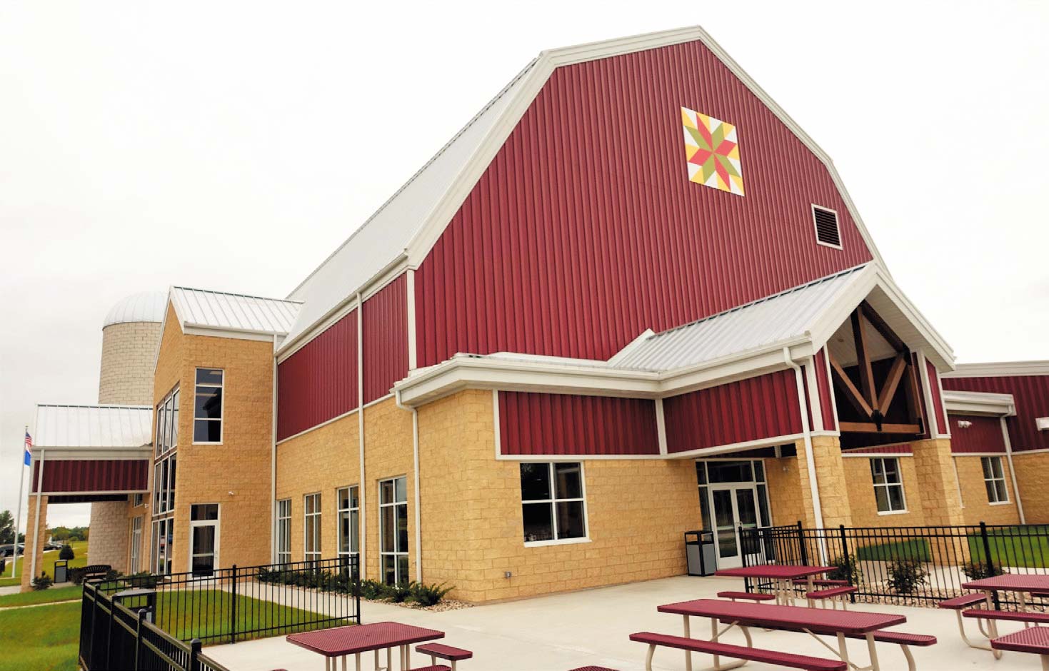 Prominent Wisconsin farm features like a barn and silo identify the Wisconsin Farm Discovery Center located off Interstate 43 south of Manitowoc. 