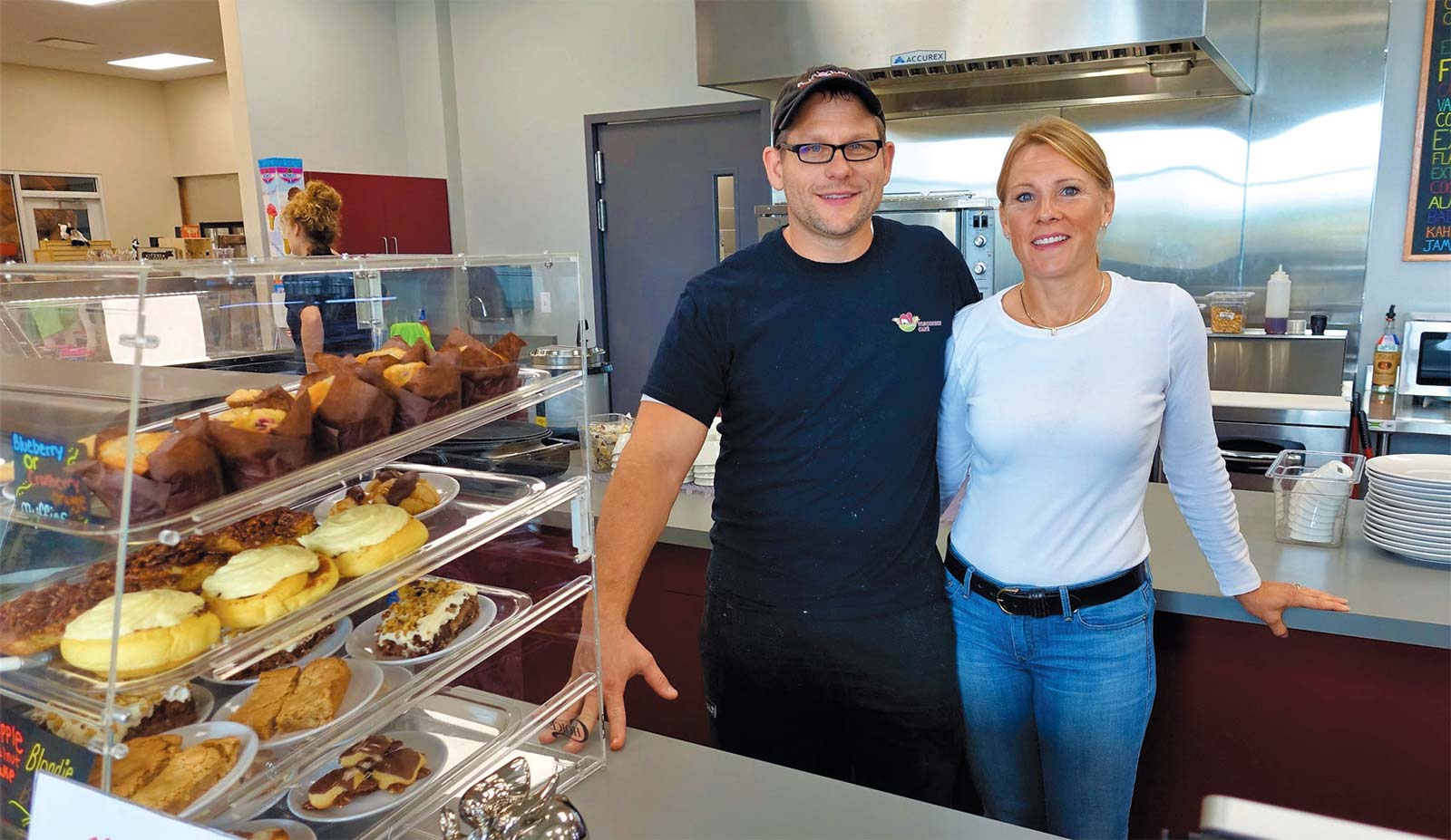 Operators of the Wisconsin Café, Aaron and Jennifer Sloma showcase menu items made in Wisconsin.