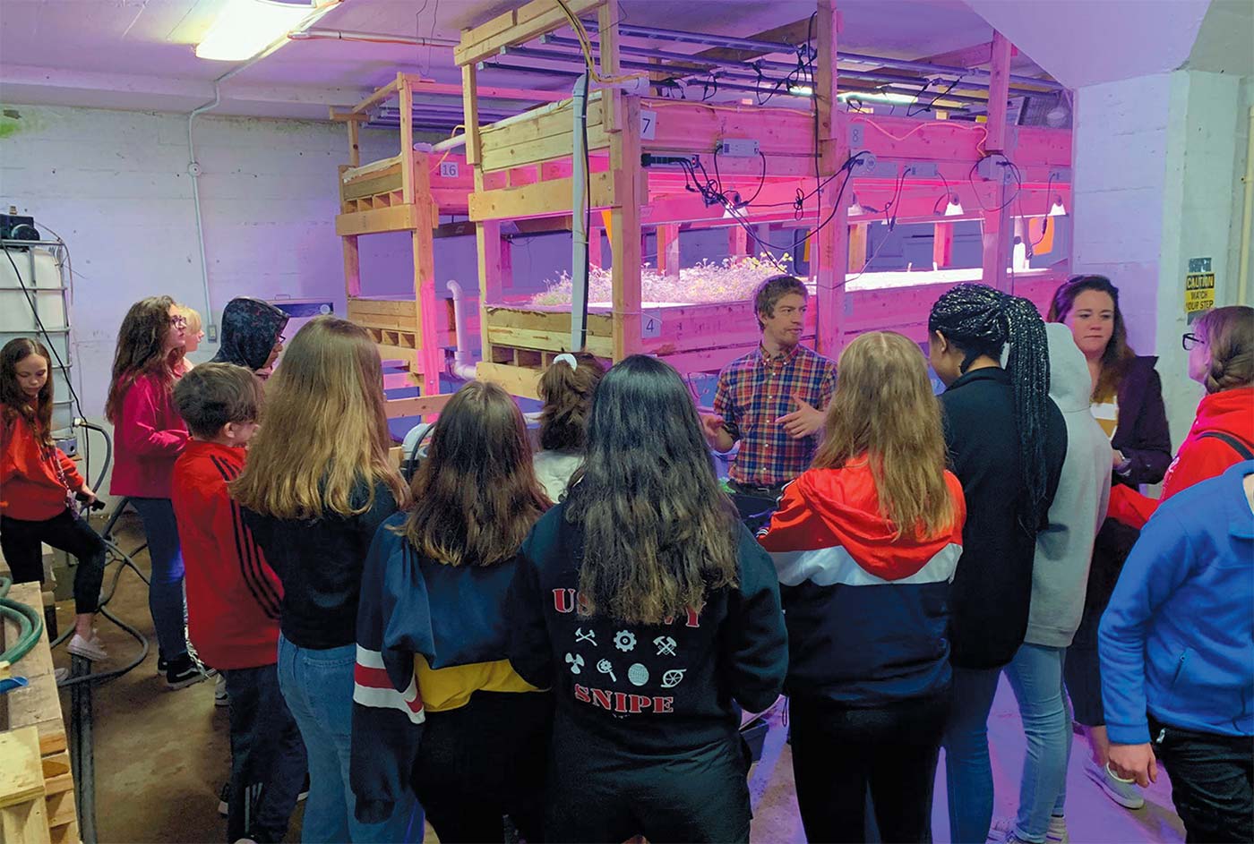 Students from Aldo Leopold School in Green Bay on a tour of the Farmory. Photo courtesy of The Farmory