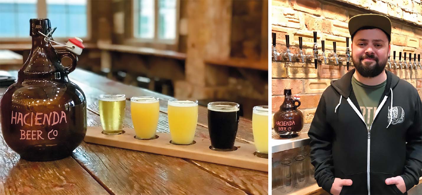LEFT: A flight of the somewhat untraditional brews created by Door County Brewing Hacienda Beer Company. RIGHT: Danny McMahon, head brewer and a member of the family-owned Door County Brewing Company. Photos by Leslie Gast
