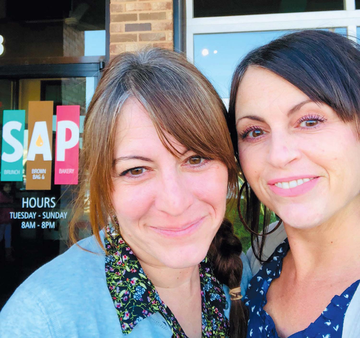 Nicole DeFranza and Kristen Sickler in front of their newest creation, SAP. Contributed photo