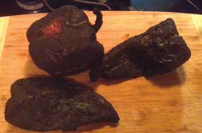 Fully blackened peppers